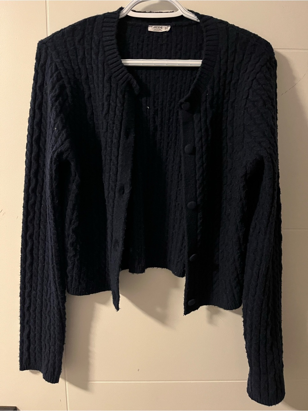 Ardene Navy Cable-Knit Button Front Cardigan